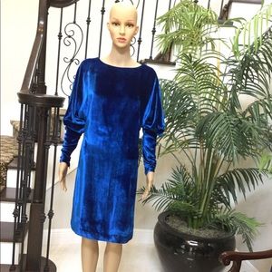 Holiday/cocktail blue velvet dress NWT